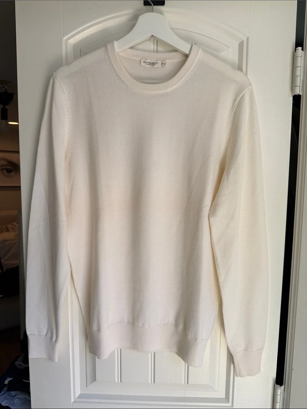 Suitsupply 100% merino Woll Crewneck Sweater in Cream